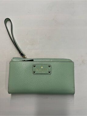 kate spade Mint Green Pebbled Leather Wristlet